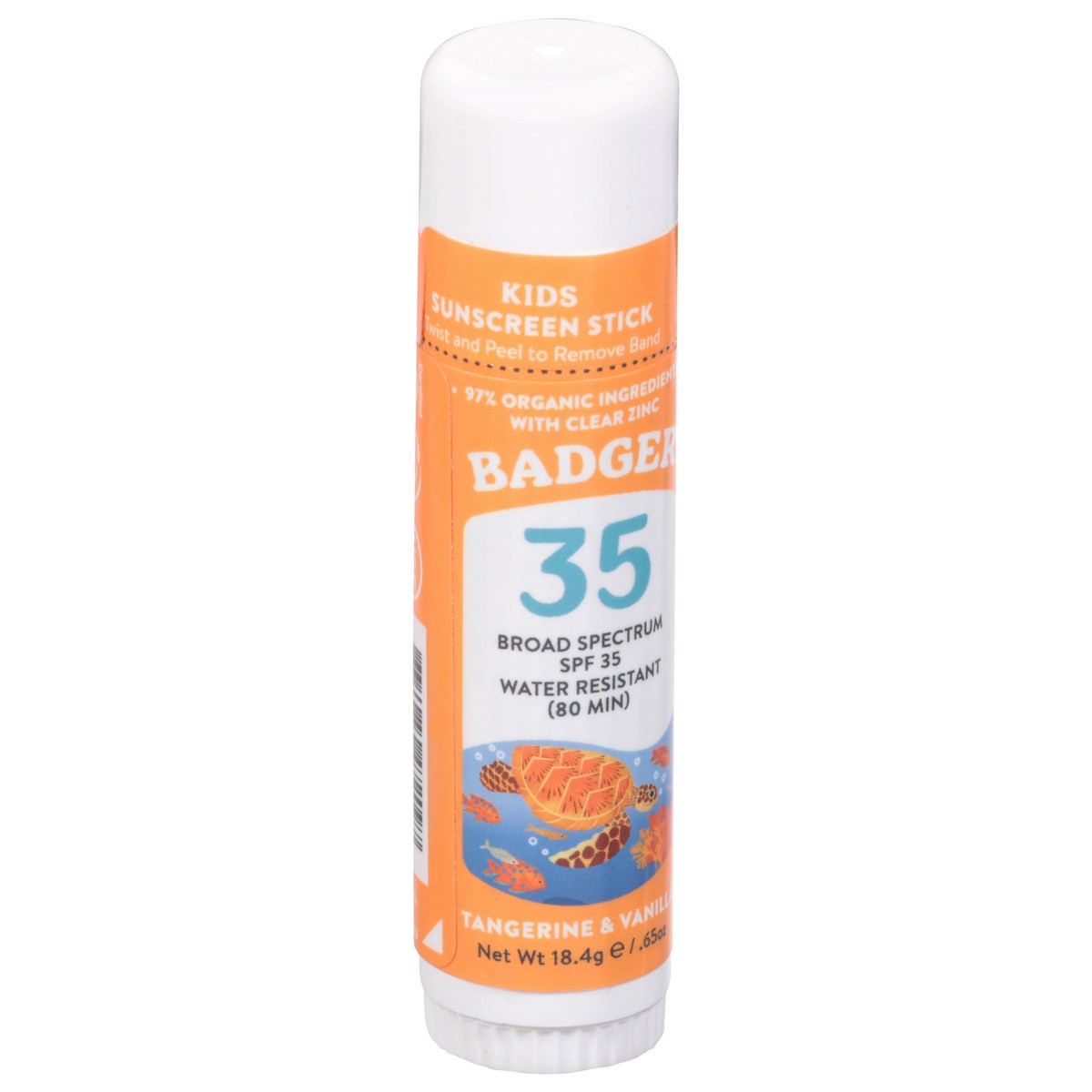 slide 9 of 13, Badger Broad Spectrum SPF 35 Tangerine & Vanilla Kids Sunscreen Stick 0.65 oz, 0.65 oz