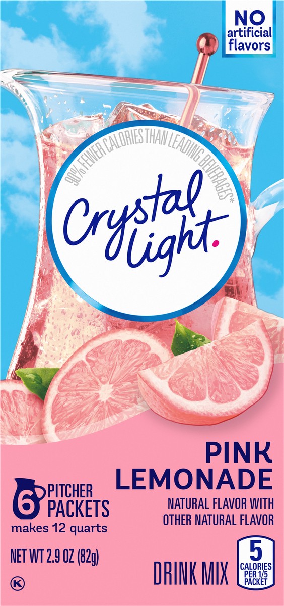 slide 2 of 9, Crystal Light Pink Lemonade Naturally Flavored Powdered Drink Mix, 6 ct Pitcher Packets, 6 ct