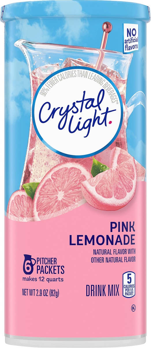 slide 9 of 11, Crystal Light Pink Lemonade Naturally Flavored Powdered Drink Mix Pitcher, 2.9 oz
