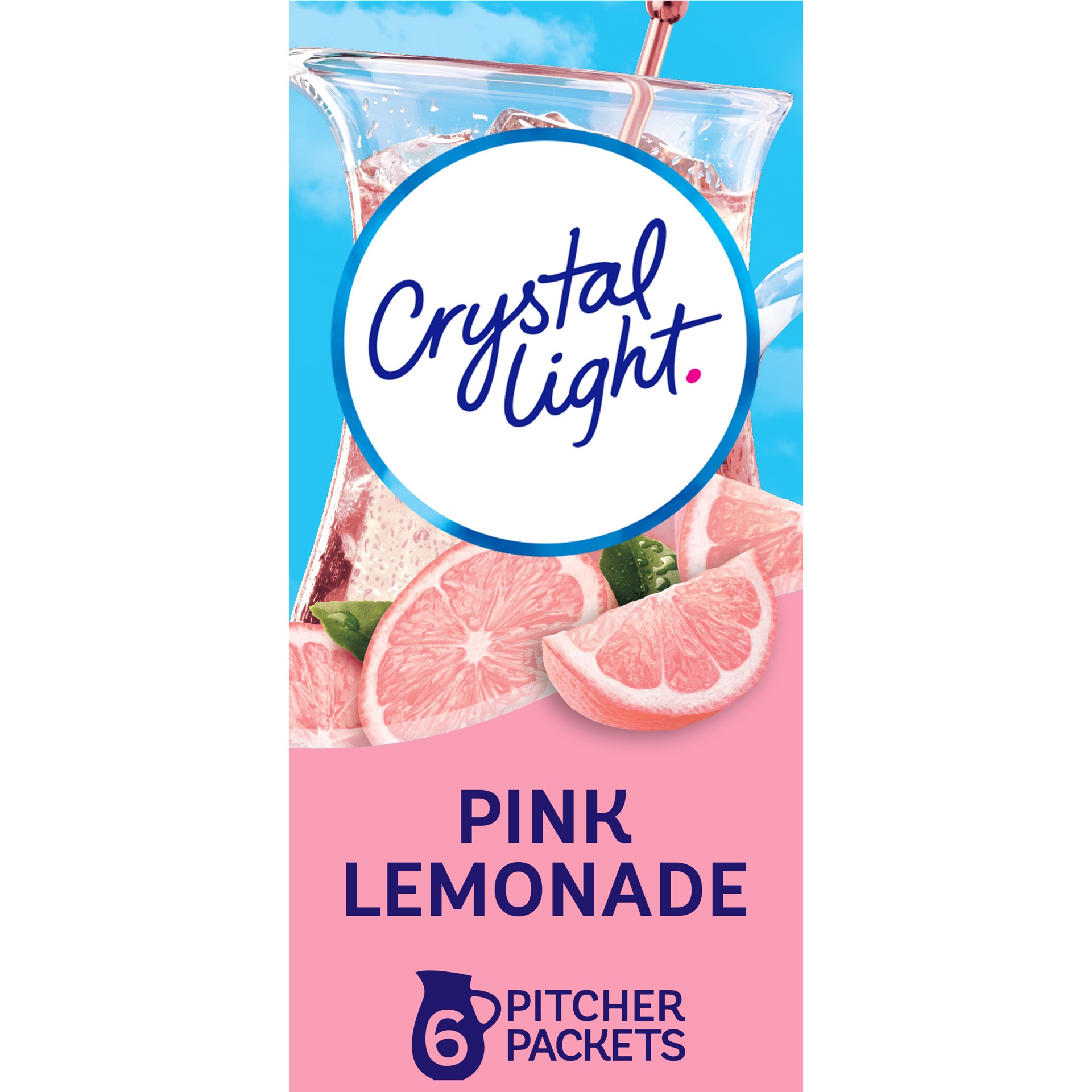 slide 1 of 9, Crystal Light Pink Lemonade Naturally Flavored Powdered Drink Mix, 6 ct Pitcher Packets, 6 ct