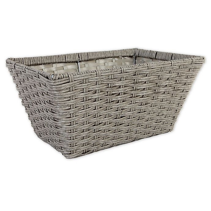 slide 1 of 3, ORG Large Poly-Rattan Tapered Storage Basket - Grey/Light Grey, 14.5 in