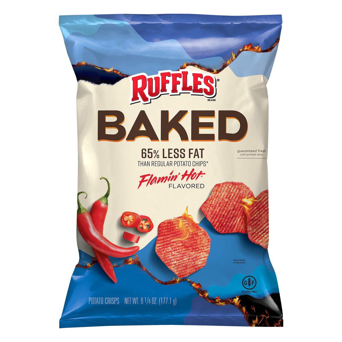 slide 1 of 1, Ruffles Baked Flamin' Hot Flavored Potato Crisps 6.25 oz, 6.25 oz
