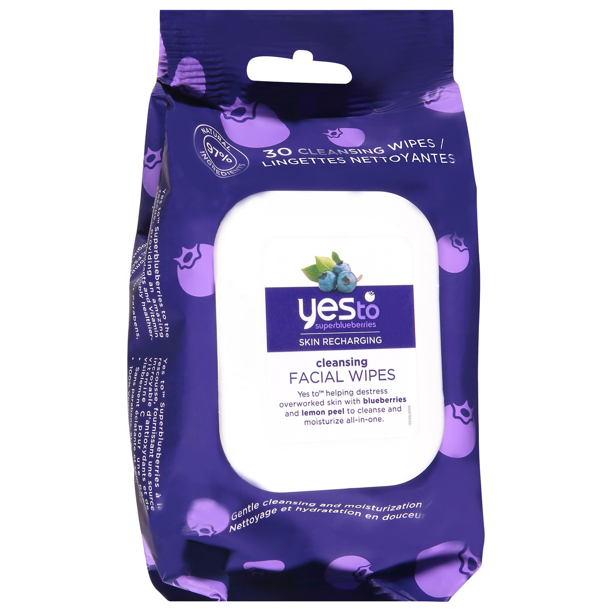 slide 5 of 9, Yes to Superblueberries Skin Recharging Cleansing Facial Wipes 30 ea, 30 ct