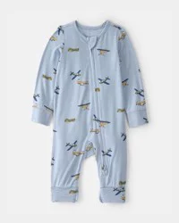 Carters Baby Boy Plane 2-Way Zip PurelySoft Sleep & Play Pajama - Blue Blue 3M