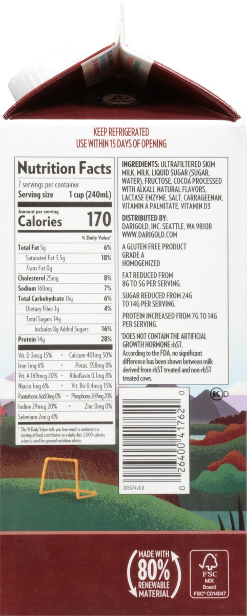 slide 8 of 9, Darigold Fit Reduced Fat Lactose Free Chocolate Milk 59 fl oz, 59 fl oz