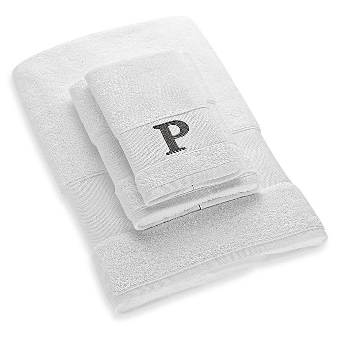 slide 1 of 1, Avanti Silver Block Letter Monogram Letter P'' Turkish Cotton Cuff Hand Towel - White'', 1 ct