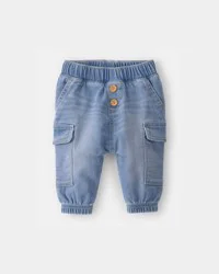 Oshkosh Baby Boy Denim Cargo Pocket Jogger - Light Wash Blue 18M