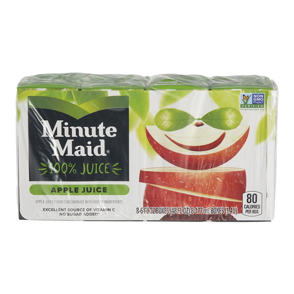 slide 1 of 1, Minute Maid 100% Juice Apple Juice, 10 ct; 67.5 fl oz
