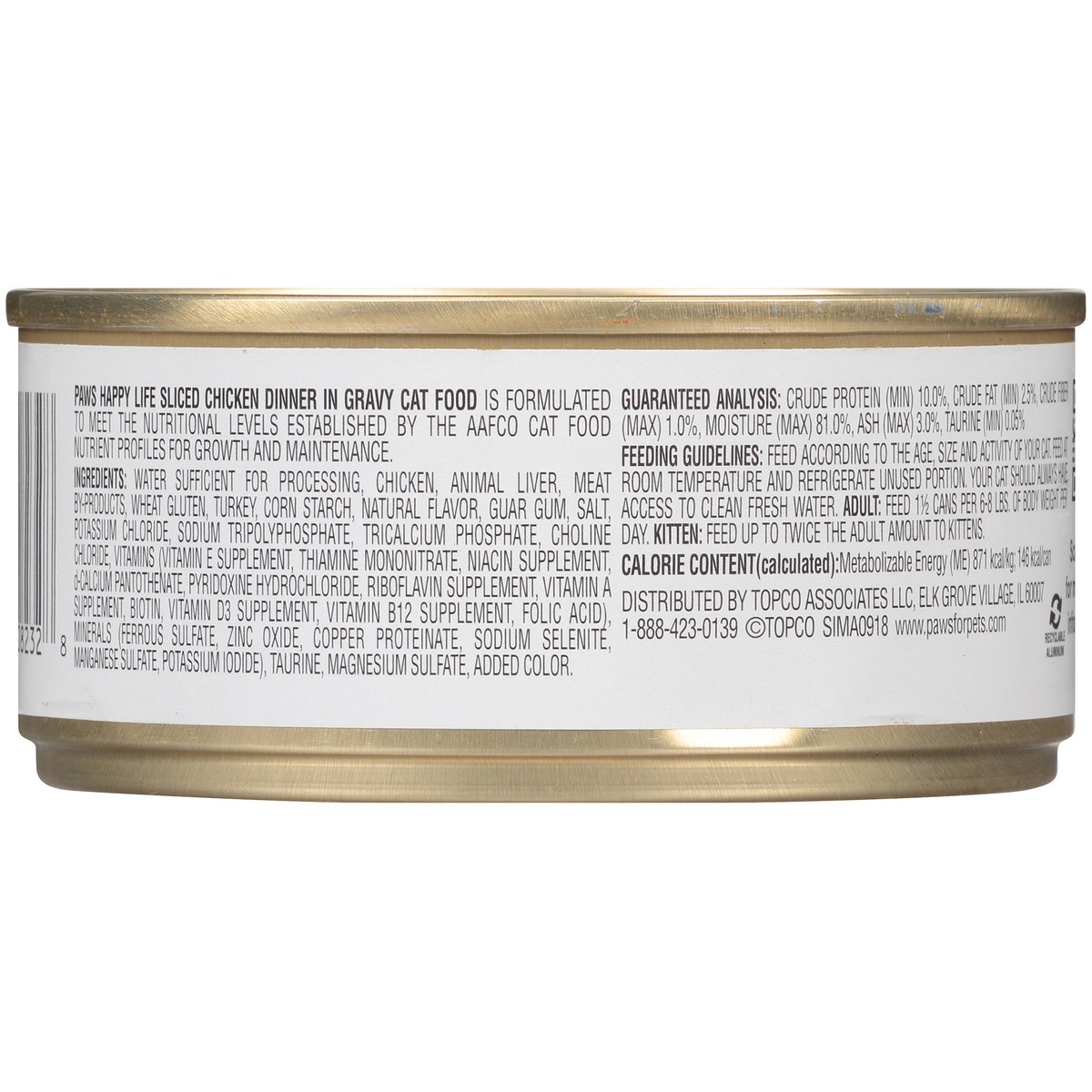 slide 5 of 9, Paws Happy Life Sliced Chicken Dinner In Gravy Cat Food, 5.5 oz