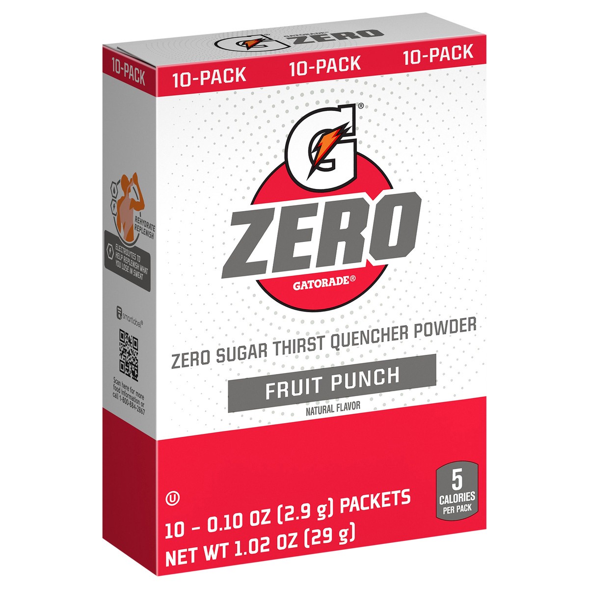 slide 4 of 8, Gatorade Zero Zero Sugar Thirst Quencher Powder Fruit Punch Natural Flavor- 10 ct, 1.02 oz
