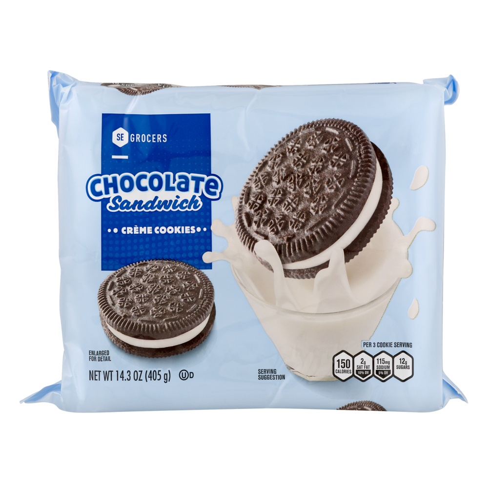 slide 1 of 1, SE Grocers Chocolate Sandwich Creme Cookies, 14.3 oz