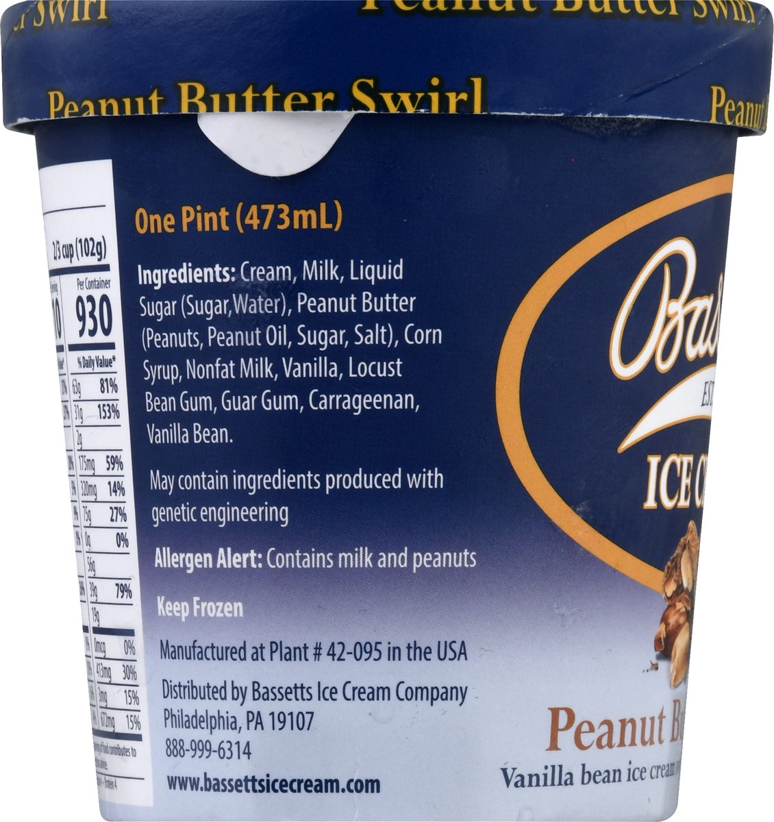 slide 9 of 9, Bassetts Peanut Butter Swirl, 1 pint