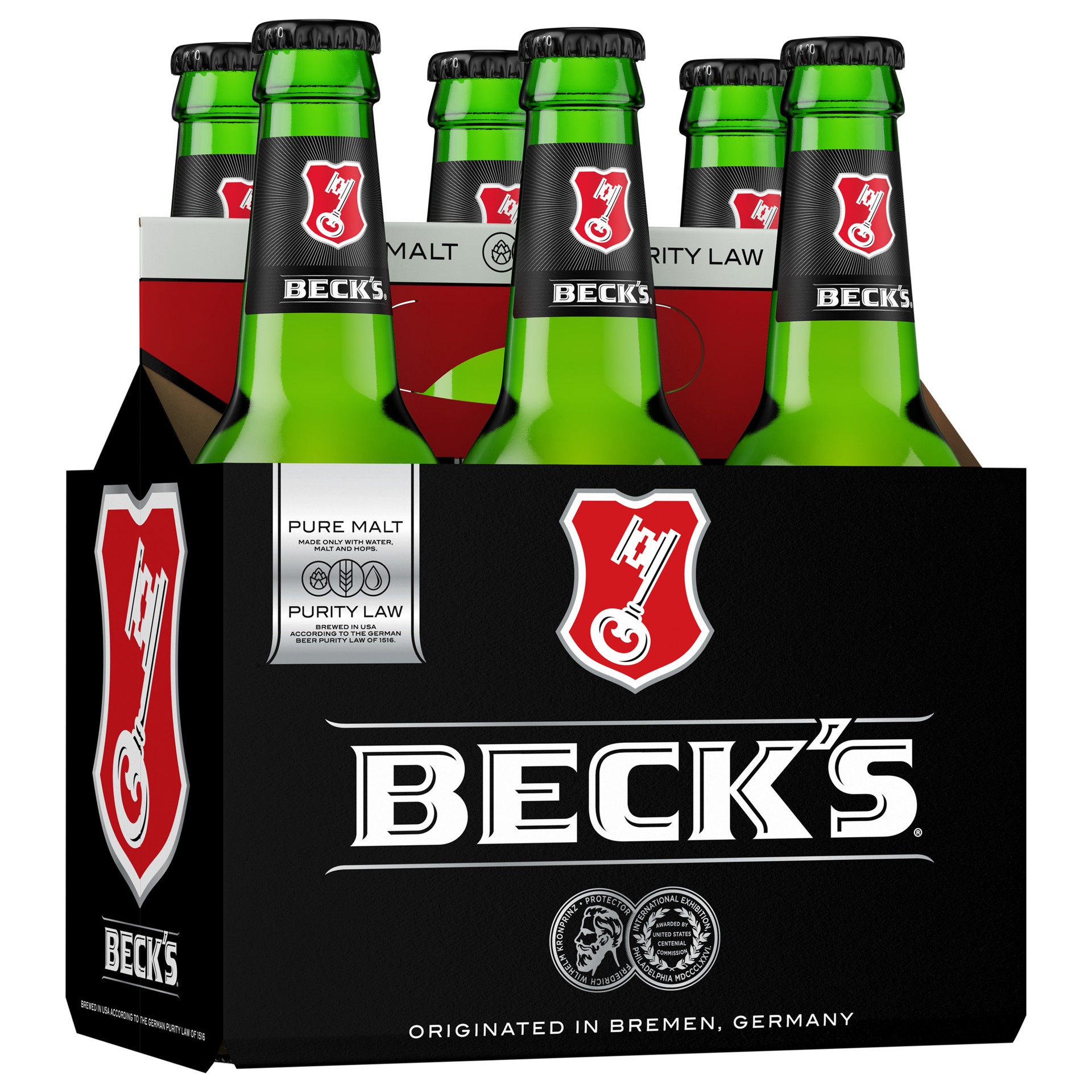 slide 1 of 1, Beck's German Beer, 6 Pack Beer, 12 FL OZ Bottles, 6 ct; 12 oz