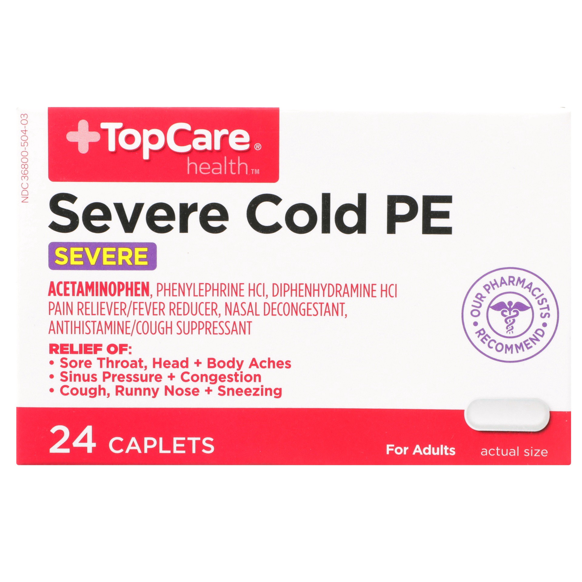 slide 1 of 6, Topcare Severe Cold Pe Caps, 24 ct