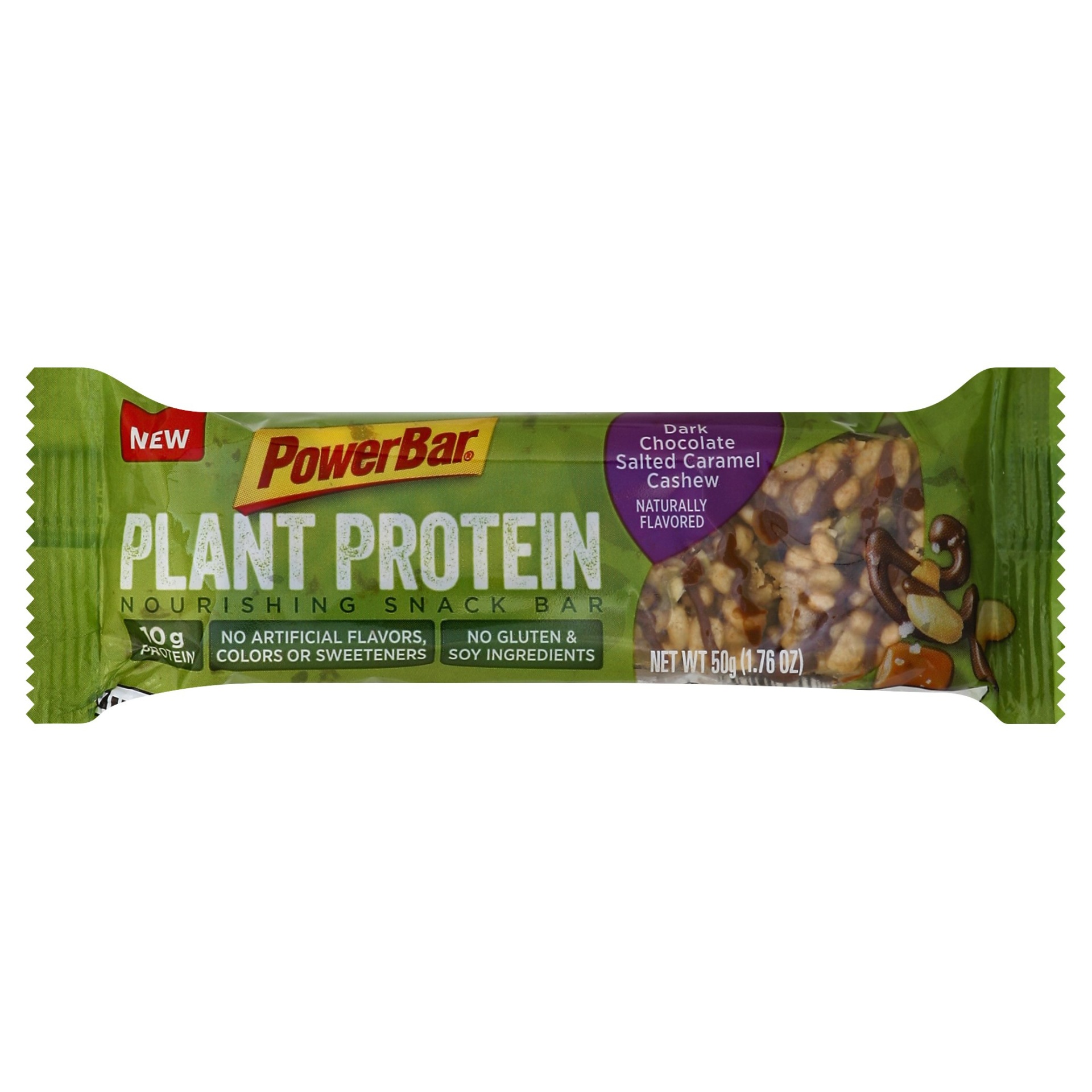 slide 1 of 6, PowerBar Plant Protein Dark Chocolate Salted Caramel Cashew, 1.76 oz