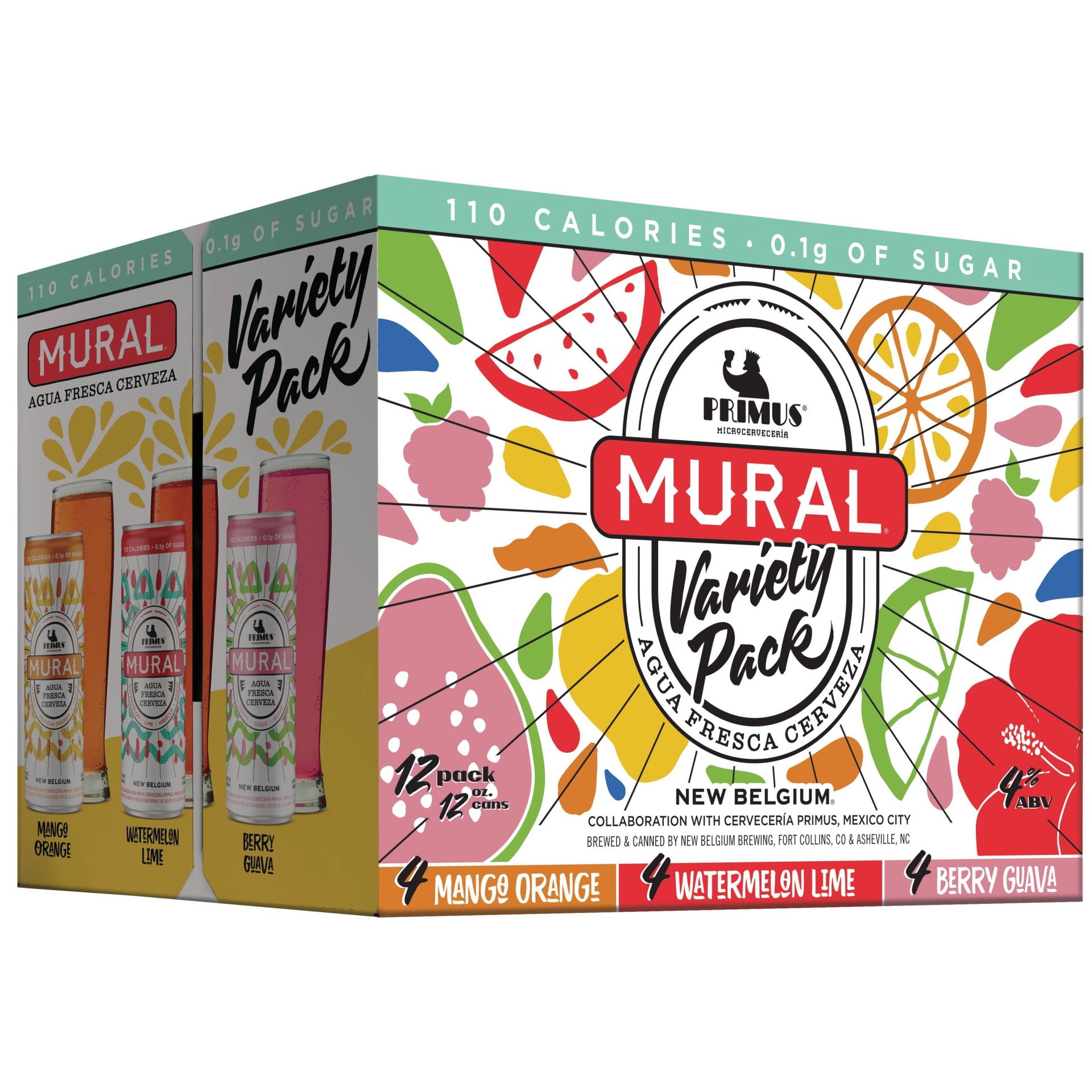 slide 1 of 1, New Belgium Primus Mural Agua Fresca Cerveza Variety Pack, 12 ct; 12 fl oz