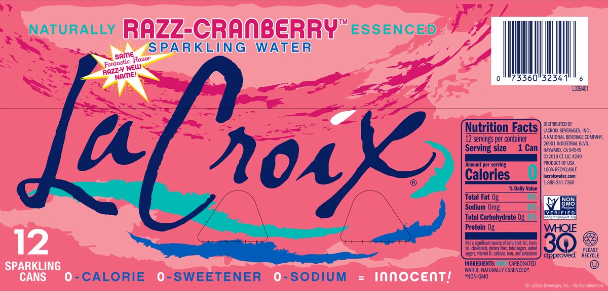 slide 2 of 7, La Croix Razz-Cranberry 12 Pack 12oz, 12 ct; 12 fl oz
