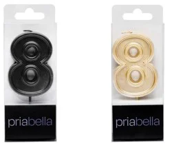 Priabella Metallic Birthday Candle Gold/Black 8 Assorted