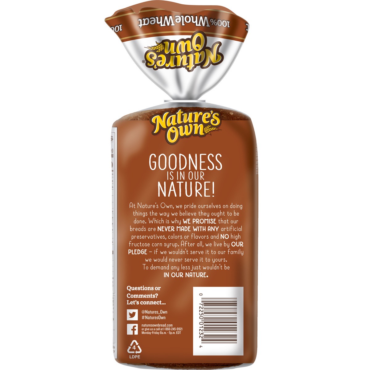 slide 10 of 12, Nature's Own Bread, 100% Whole Wheat, Small Loaf, 12 oz