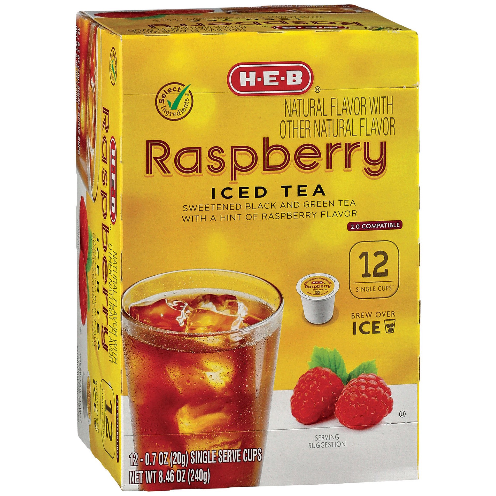 slide 1 of 1, H-E-B Raspberry Iced Tea Single Serve - 12 ct, 12 ct