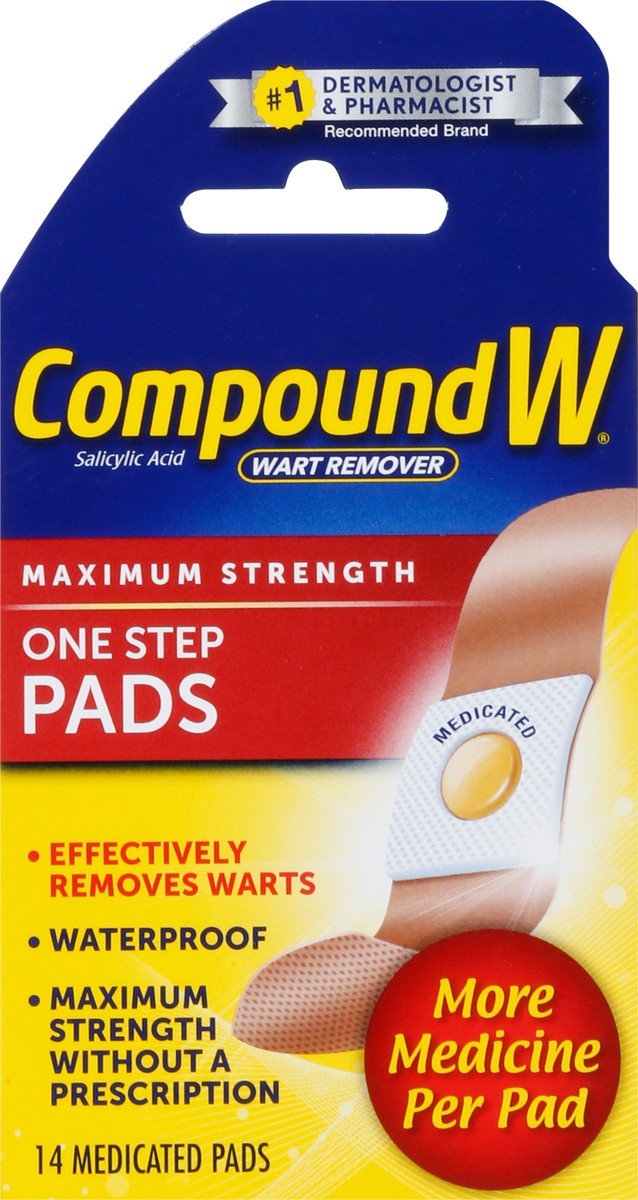 slide 3 of 14, Compound W Maximum Strength One Step Wart Remover Pads, 14 Count, 14 ct