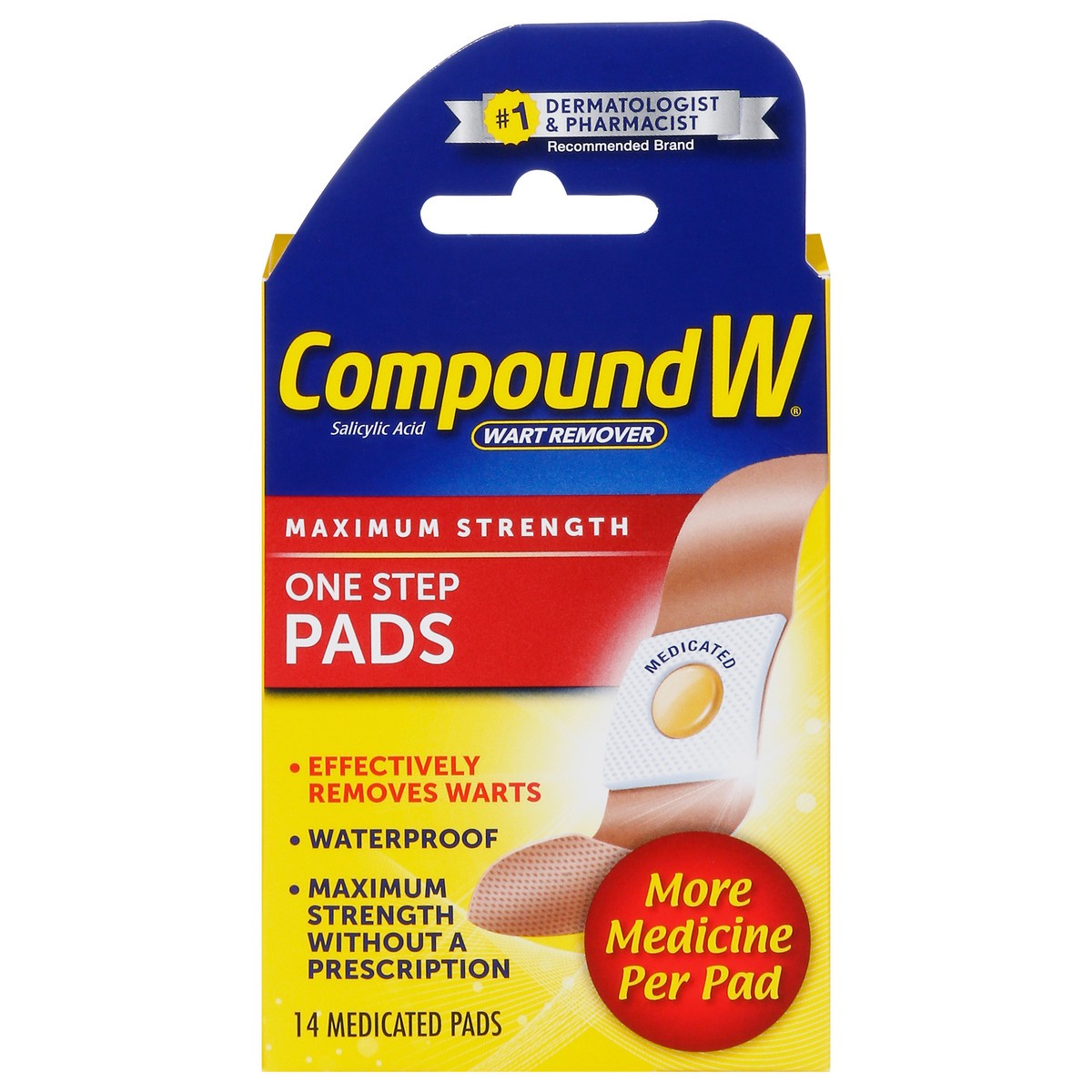 slide 1 of 14, Compound W Maximum Strength One Step Wart Remover Pads, 14 Count, 14 ct