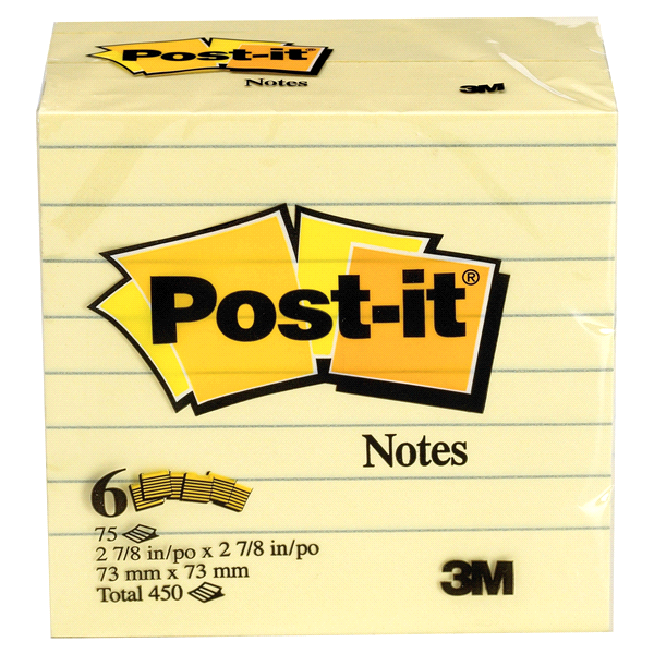 slide 1 of 1, Post-it POST IT 3M Post-It Notes With Lines, 3 in x 3 in