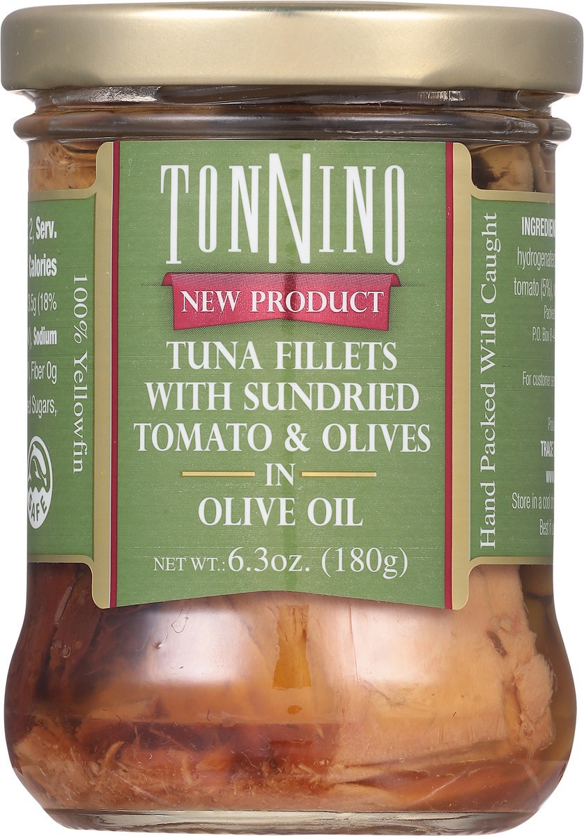 slide 6 of 9, Tonnino Tuna Fillets with Sundried Tomato & Olives in Olive Oil 6.3 oz, 6.3 oz