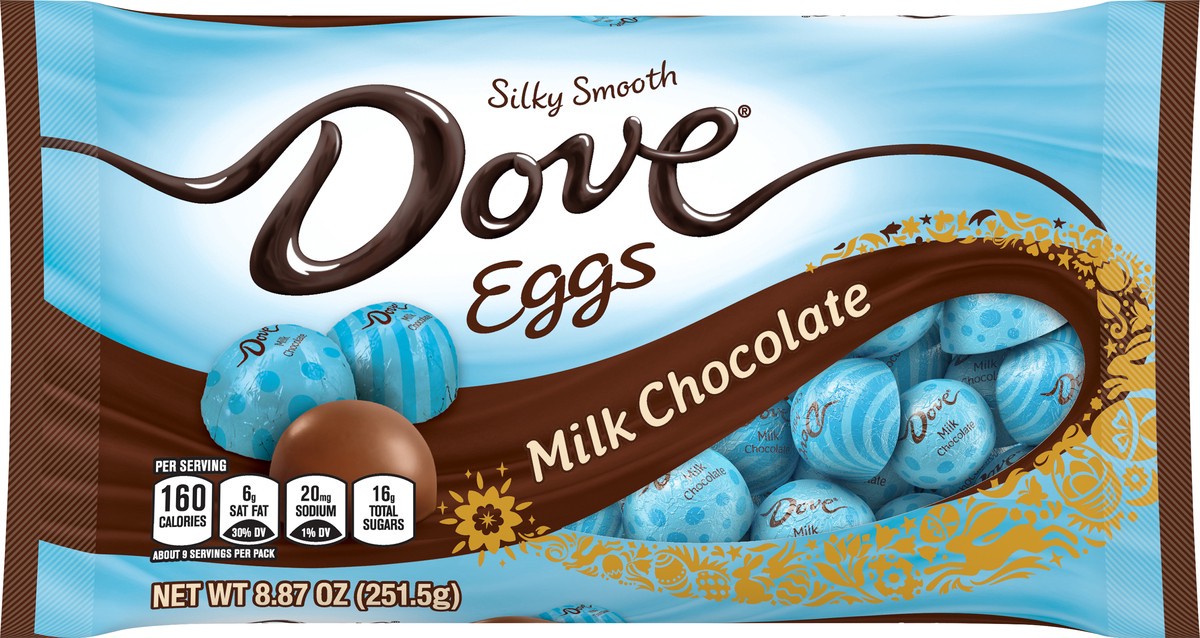 slide 6 of 7, DOVE Milk Chocolate Eggs Easter Candy, 8.87 Oz Bag, 8.87 oz