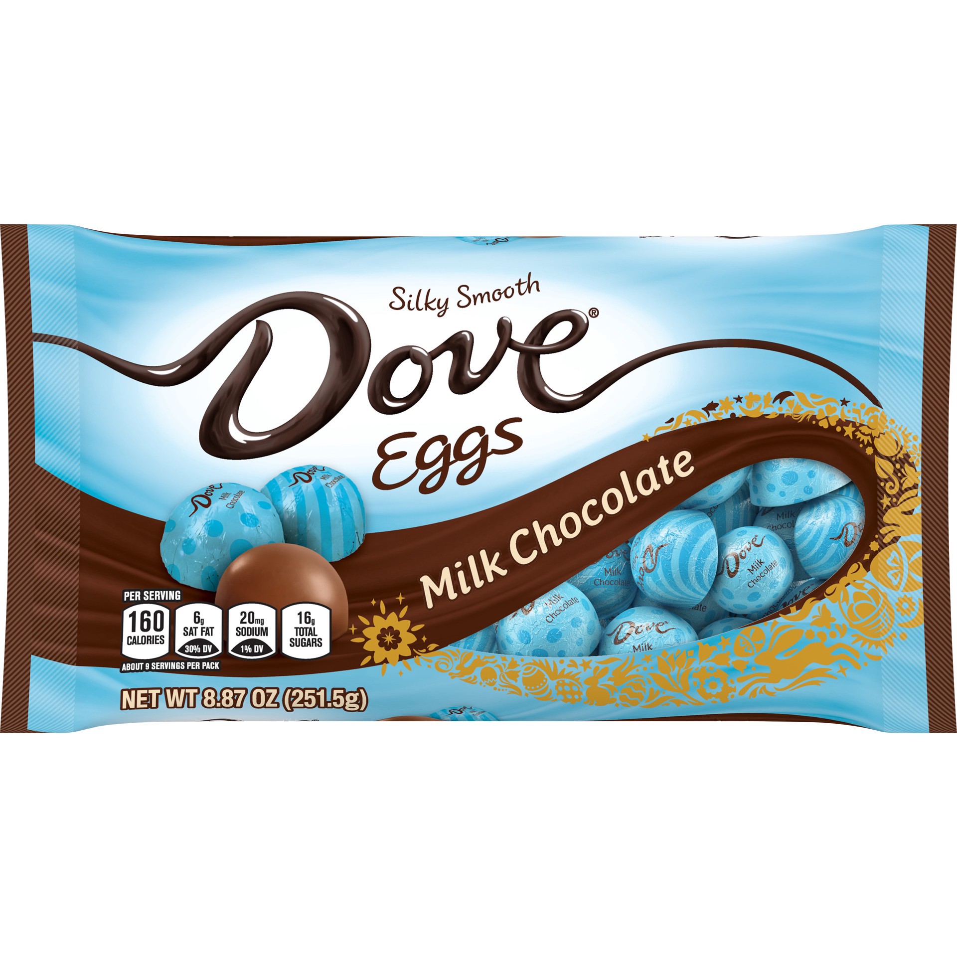 slide 1 of 7, DOVE Milk Chocolate Eggs Easter Candy, 8.87 Oz Bag, 8.87 oz