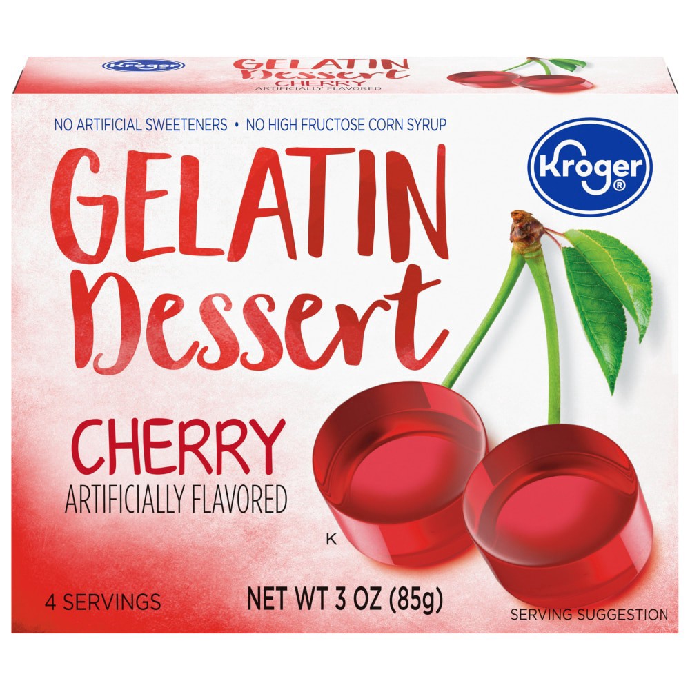 slide 4 of 4, Kroger Cherry Gelatin Dessert Mix, 3 oz