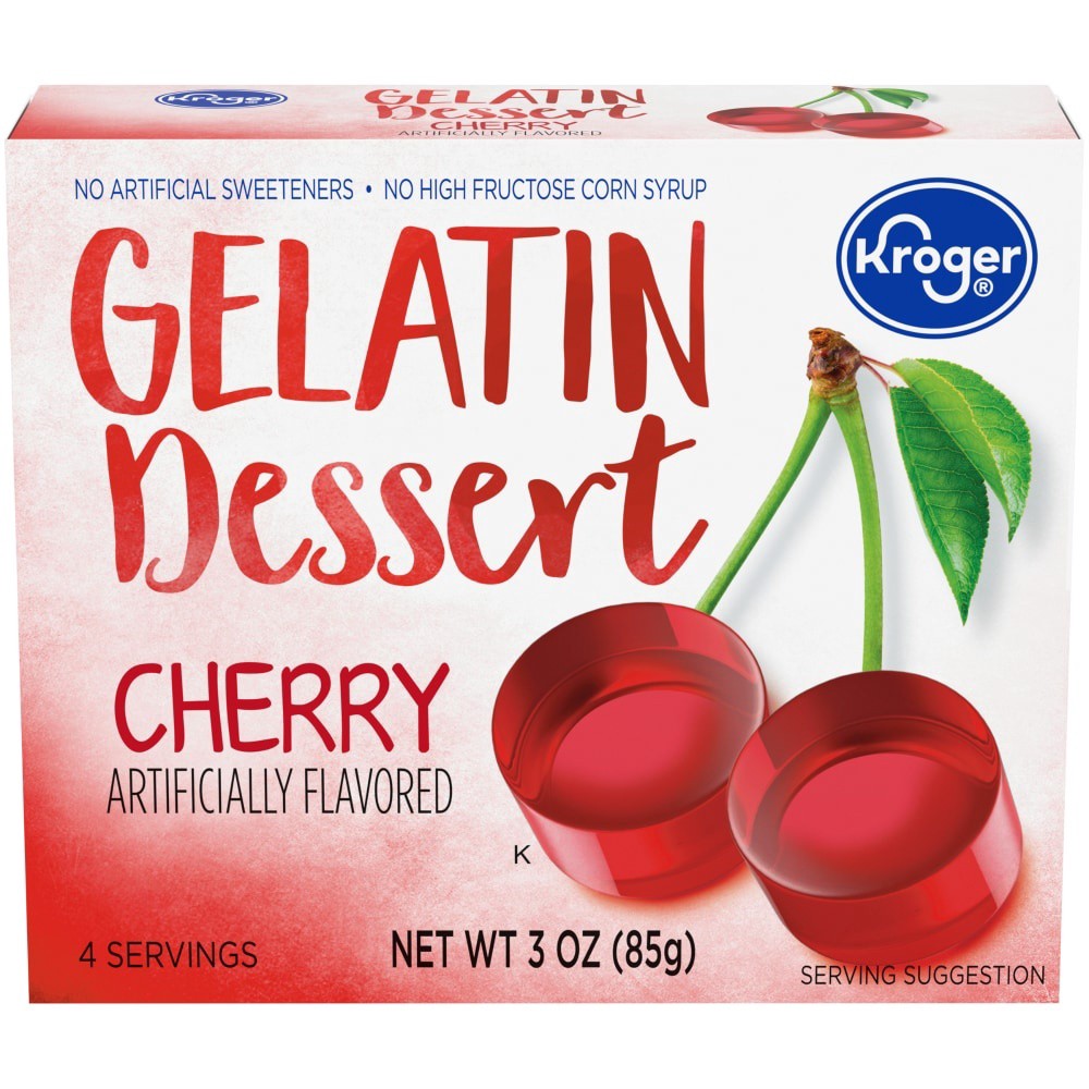 slide 1 of 4, Kroger Cherry Gelatin Dessert Mix, 3 oz