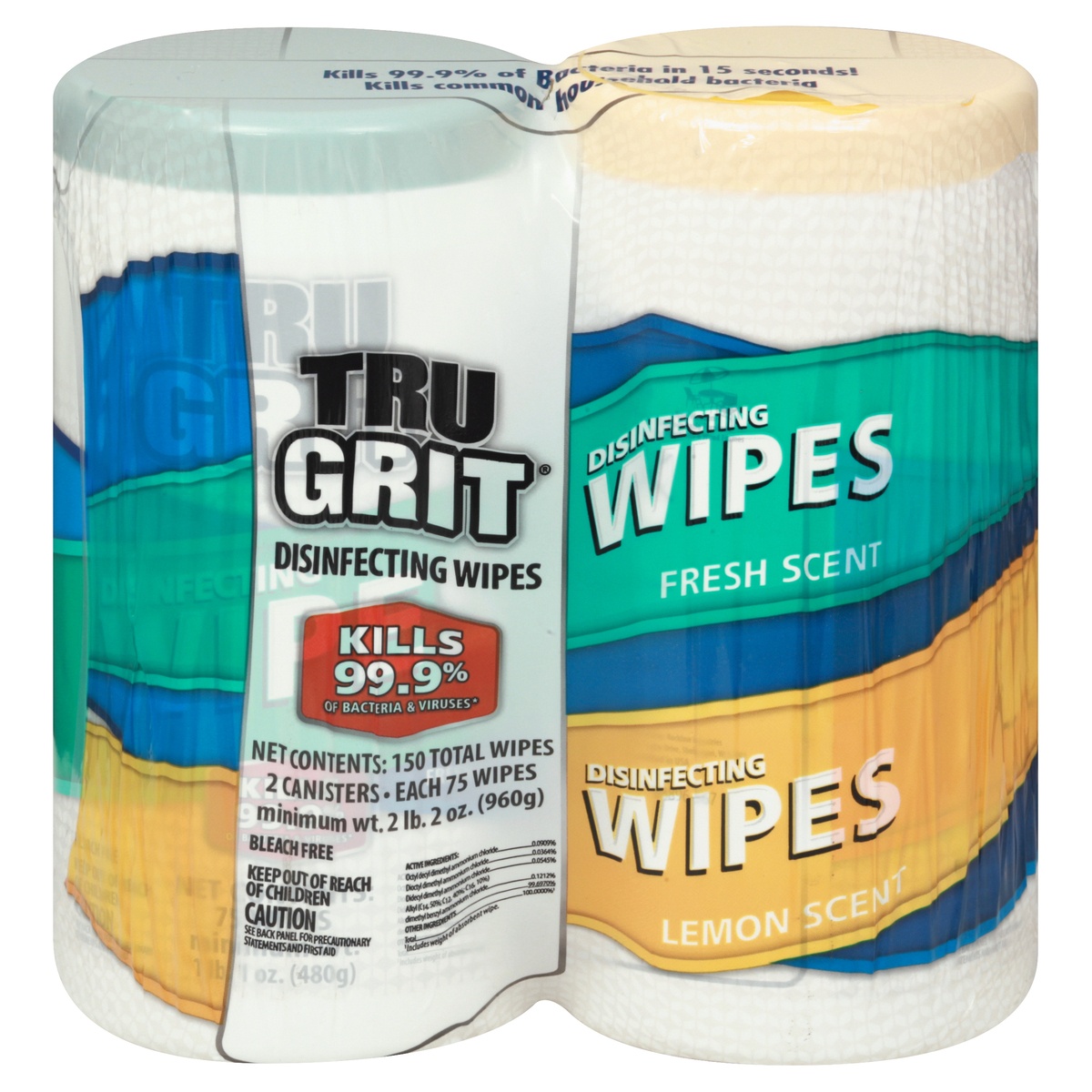 slide 1 of 1, Tru Grit Disinfecting Wipes Combo Pack, 150 ct