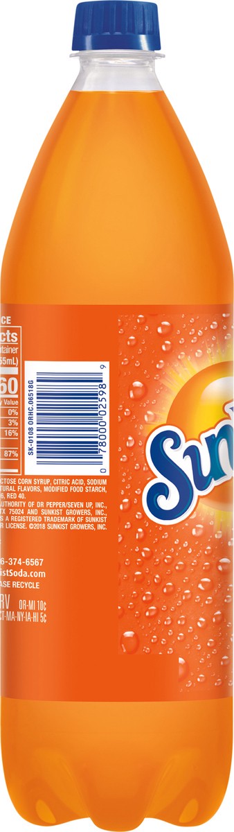 slide 3 of 7, Sunkist Orange Soda, 1.25 L bottle, 1.25 liter