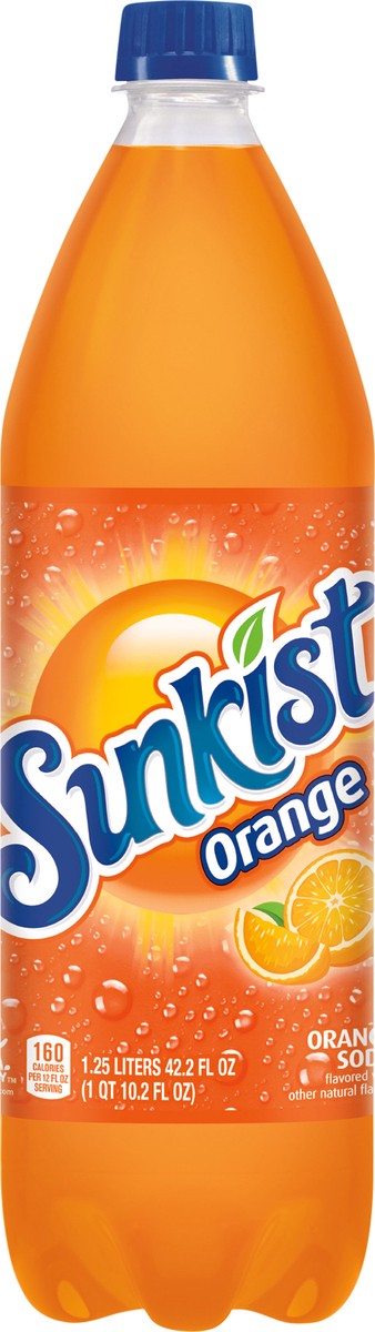 slide 4 of 7, Sunkist Orange Soda, 1.25 L bottle, 1.25 liter