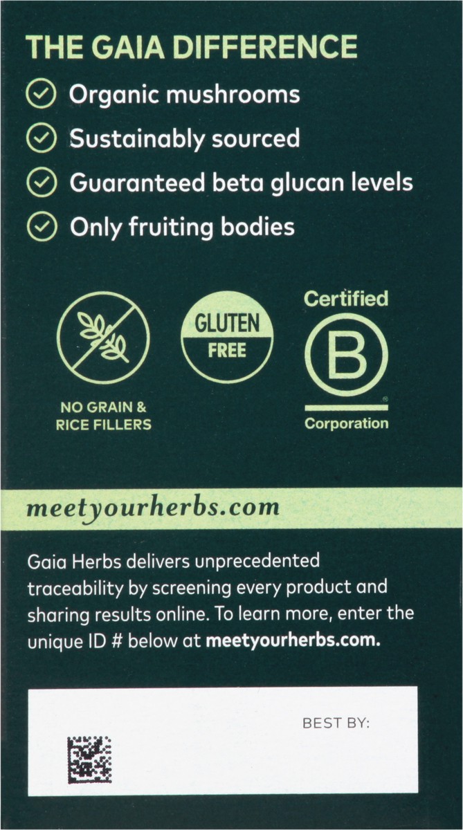 slide 9 of 9, Gaia Herbs Cordyceps Mushroom 40 Vegan Capsules, 40 ct