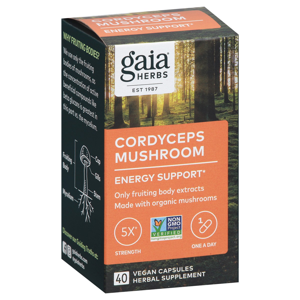 slide 6 of 9, Gaia Herbs Cordyceps Mushroom 40 Vegan Capsules, 40 ct