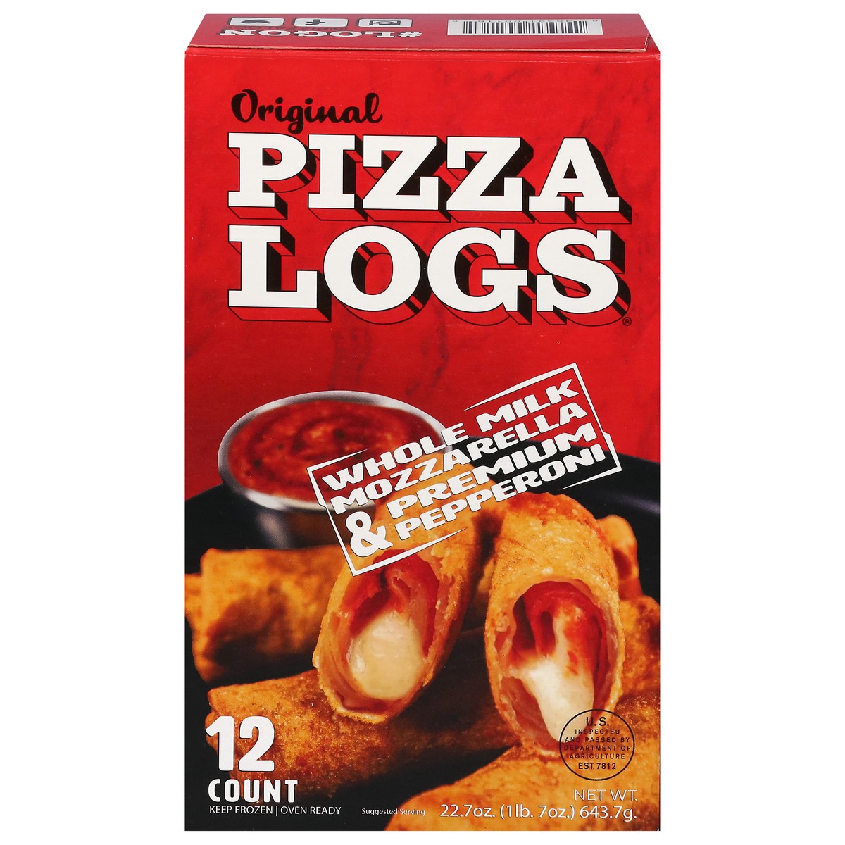 slide 1 of 13, Pizza Logs Original Whole Milk Mozzarella & Pepperoni Pizza Logs 12 ea, 12 ct