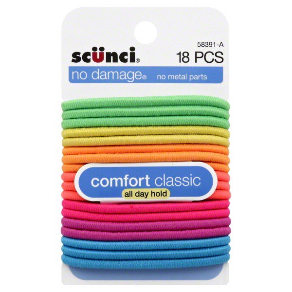 slide 1 of 1, scünci Large Comfort Classics Hair Elastics Neon Colors, 18 ct