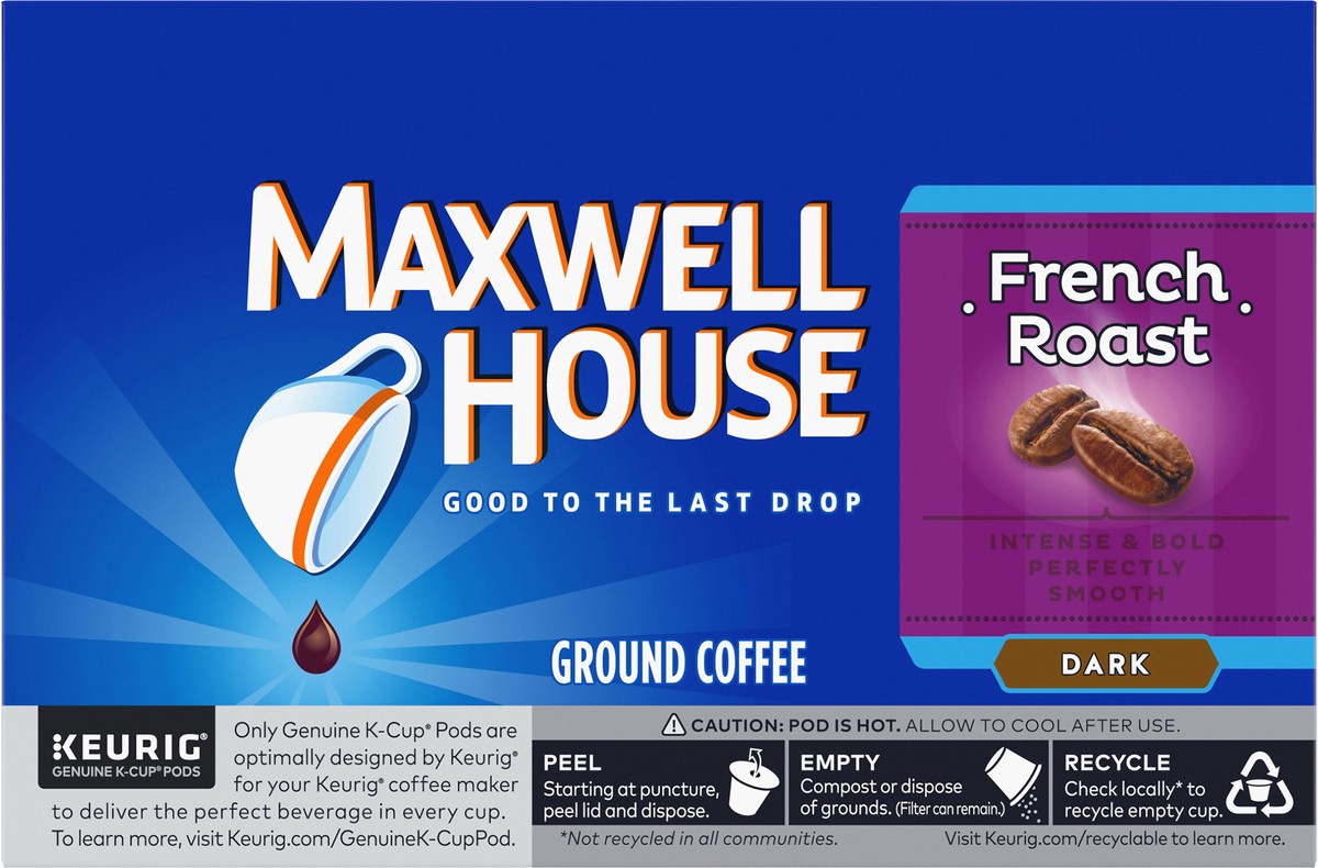 slide 3 of 9, Maxwell House French Roast Dark Roast K-Cup Coffee Pods, 12 ct Box, 12 ct