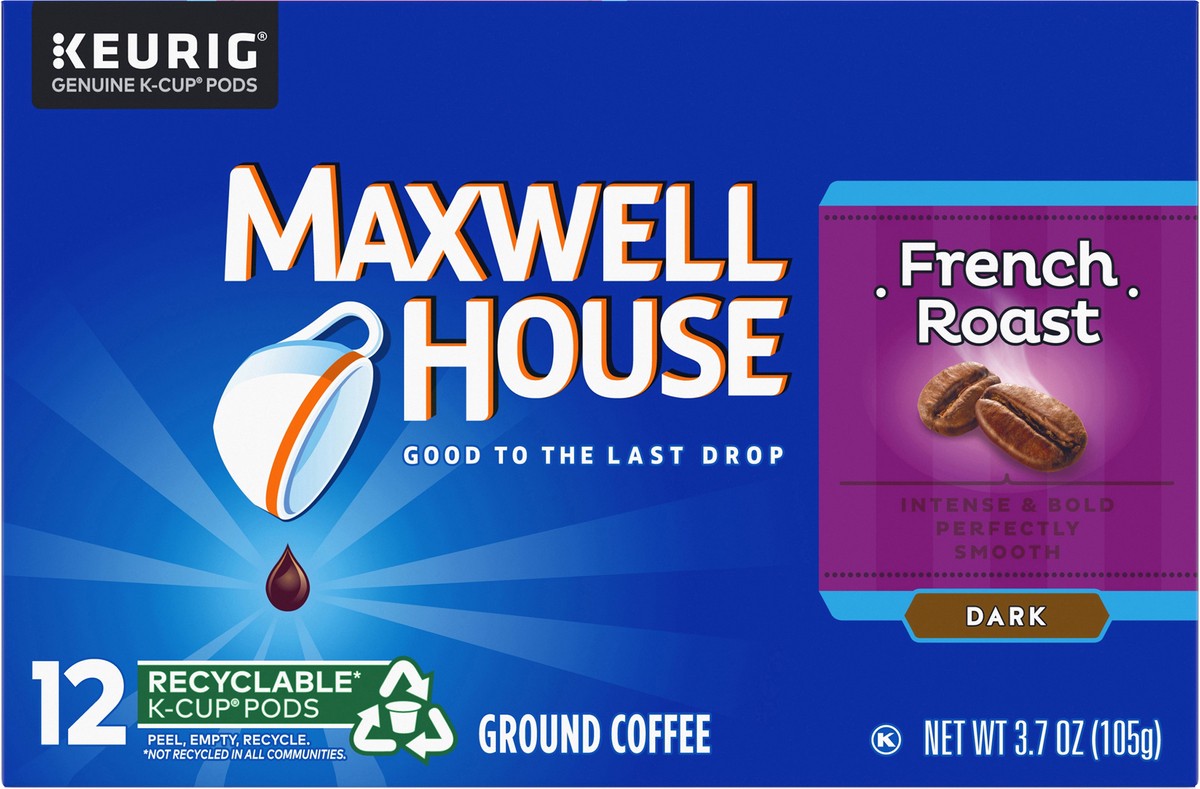 slide 5 of 9, Maxwell House French Roast Dark Roast K-Cup Coffee Pods, 12 ct Box, 12 ct