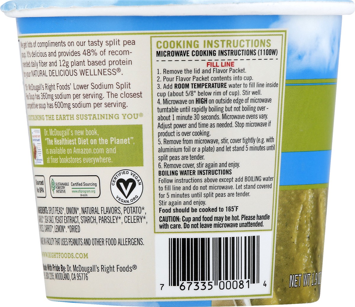 slide 3 of 8, Dr. McDougall's Lower Sodium Split Pea Vegan Soup, 1.9 oz