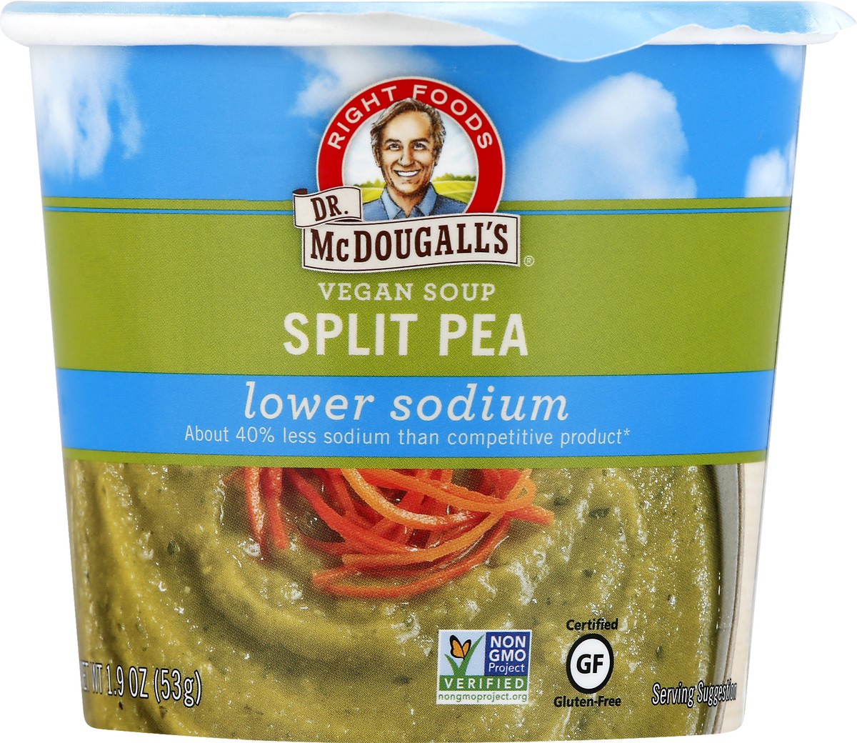 slide 2 of 8, Dr. McDougall's Lower Sodium Split Pea Vegan Soup, 1.9 oz