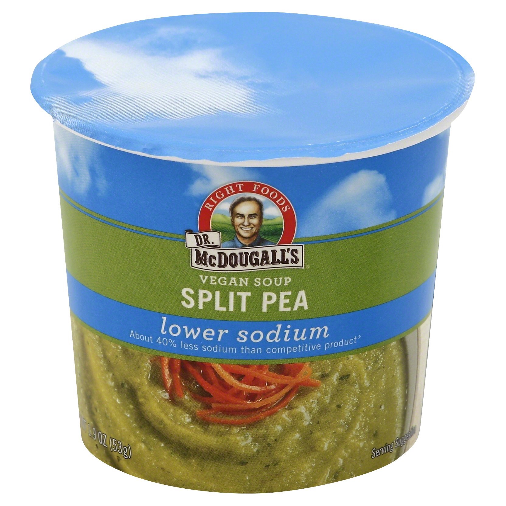 slide 1 of 8, Dr. McDougall's Lower Sodium Split Pea Vegan Soup, 1.9 oz
