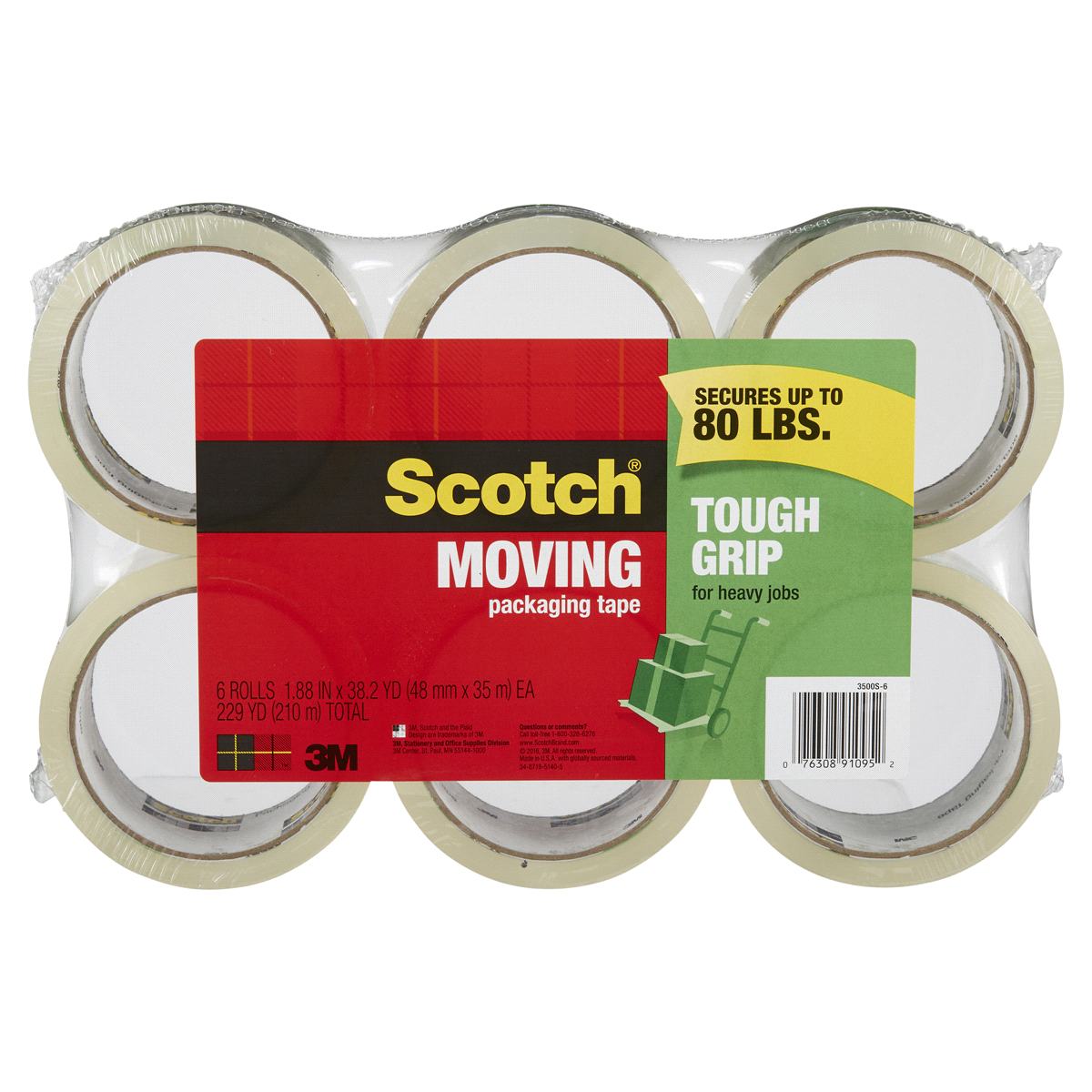 slide 1 of 1, Scotch Tough Grip Moving Tape, 6 ct