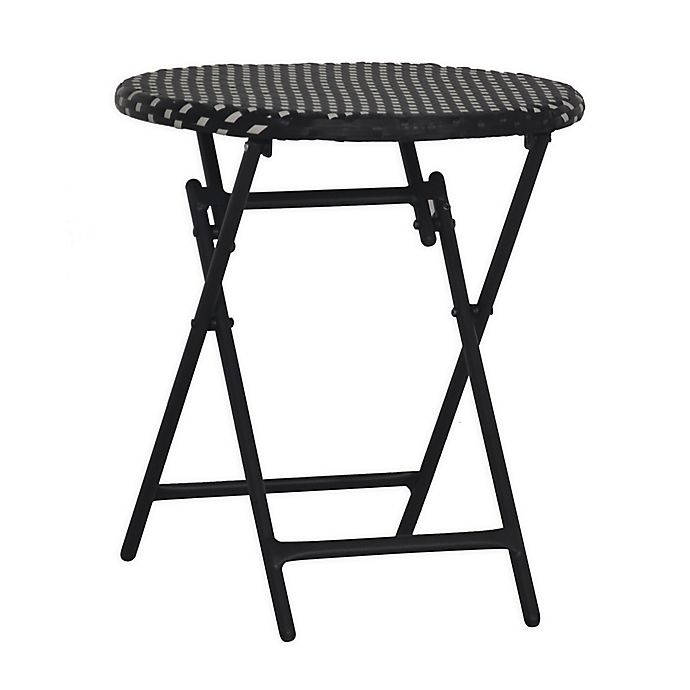 slide 1 of 4, Destination Summer Parisian Wicker Folding Table - Black/White, 1 ct