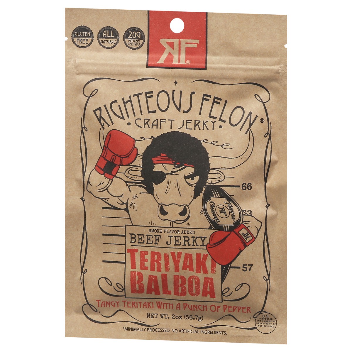 slide 2 of 14, Righteous Felon Teriyaki Balboa Beef Jerky with a Punch of Pepper 2 oz, 2 oz