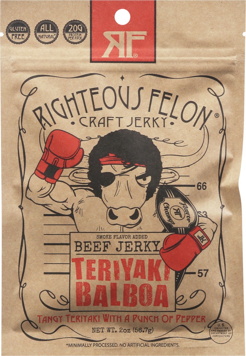 slide 10 of 14, Righteous Felon Teriyaki Balboa Beef Jerky with a Punch of Pepper 2 oz, 2 oz