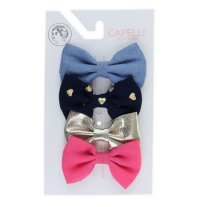 slide 3 of 3, Capelli New York Bow Hair Clips, 4 ct