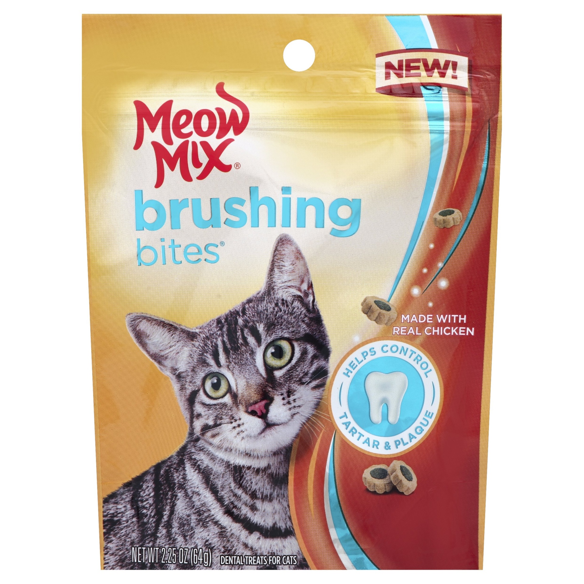 slide 1 of 6, Meow Mix Brush Bites with Real Chicken, 2.25 oz